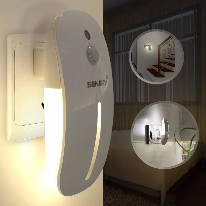 SENSKY LED Night Light Motion Sensor Wireless Plug In US 110V EU UK 220V Night lamp For Hallway Pathway