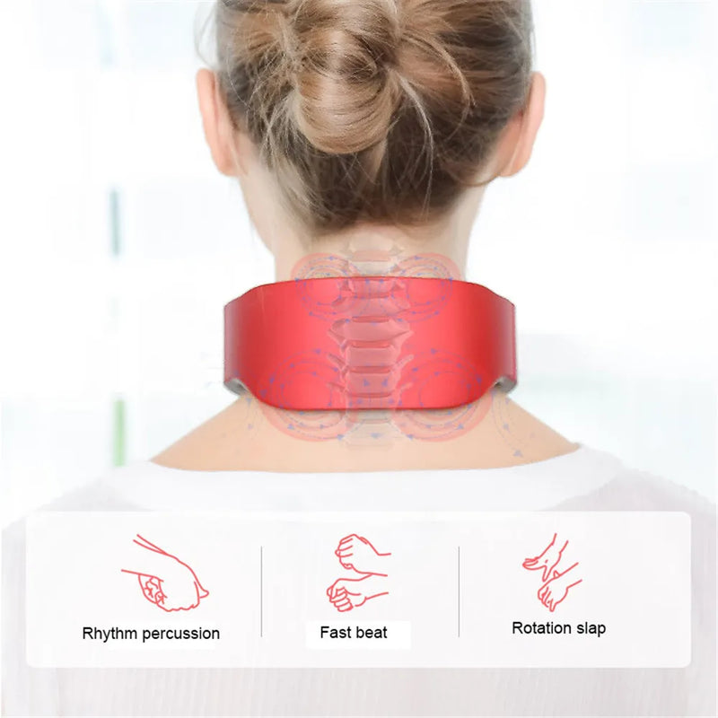 Smart Electric Neck and Shoulder Pulse Massager adjustable Heat Cervical Vertebra Relax Pain Relief Kneading Machine