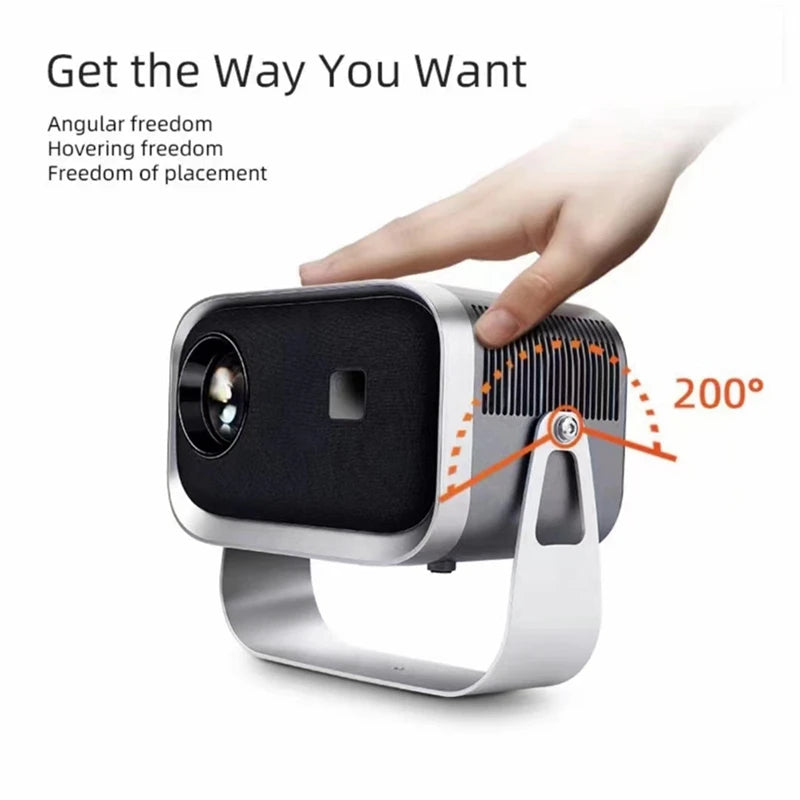 Mini Wifi Projector With Bluetooth 1080P Electric Focus Home Theater Portable Projector 360°Adjustable Stand