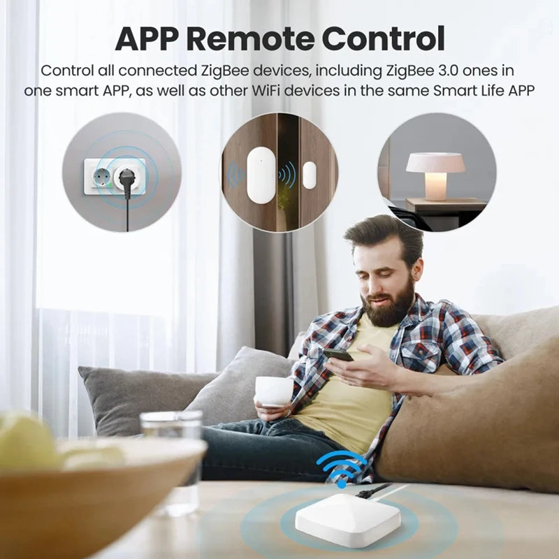 Retail Zigbee Smart Gateway Hub,Tuya App Remote Control Works For Apple Homekit Voice Control Alexa Google Home Siri EU Plug