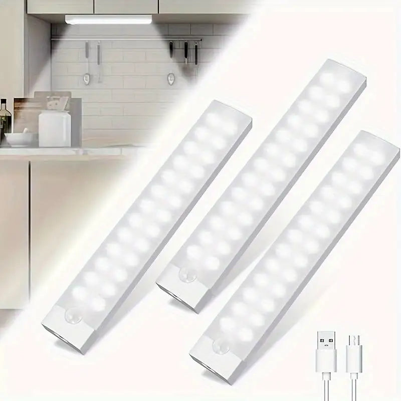 LED Night Light Motion Sensor Cabinet Light Wireless USB Rechargeable Lamp Cabinet Wardrobe Lamp Under Backlight For Kitchen