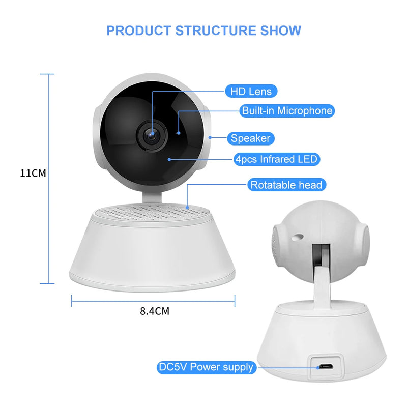 Panoramic Camera V380 Pro 720P WiFi IP Camera Home Security Wireless Dogs Smart Camera WI-FI Surveillance Baby Monitor