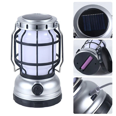 Solar Powered Camping Light Retro Kerosene Lamp Flame Light Portable Camping Lantern Rechargeable Outdoor Indoor Night Lights