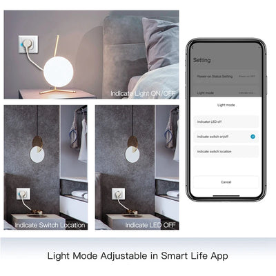 Wifi Smart Socket Brightness Adjust Timer Socket For Tuya Smart Life App,Amazon Alexa Google Assistant Voice Control EU Plug