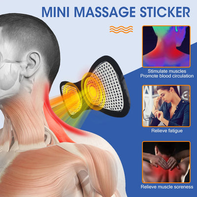 Portable Mini Electric Neck Massager with 5/1Pcs Massage Sticker Cervical Massage Stimulator Pain Relief Back Meridian Massager