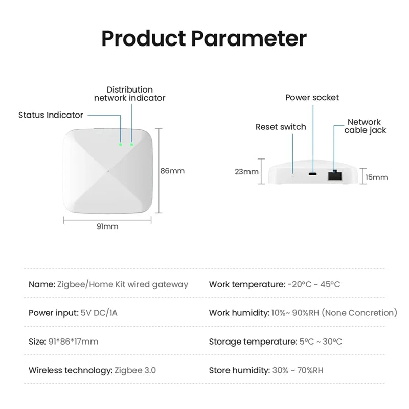 Retail Zigbee Smart Gateway Hub,Tuya App Remote Control Works For Apple Homekit Voice Control Alexa Google Home Siri EU Plug