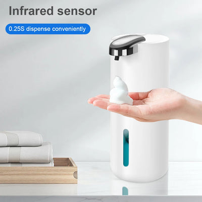 380ml Electric Sanitizer Dispenser IPX5 Waterproof Touchless Foam Soap Dispenser Infrared Sensor 4 Gears for Bathroom Kitchen