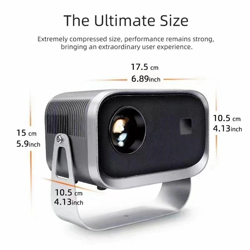 Mini Wifi Projector With Bluetooth 1080P Electric Focus Home Theater Portable Projector 360°Adjustable Stand