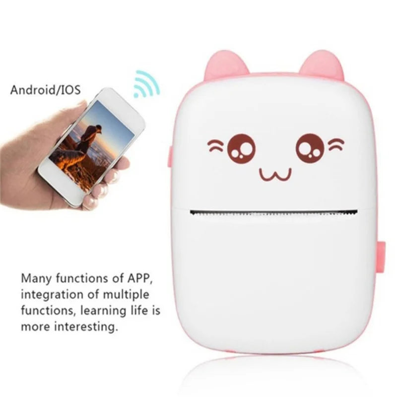 Portable Thermal Printer Bluetooth Mini Cat Pocket Printer Wireless Bluetooth Android IOS Printers