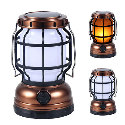 Solar Powered Camping Light Retro Kerosene Lamp Flame Light Portable Camping Lantern Rechargeable Outdoor Indoor Night Lights