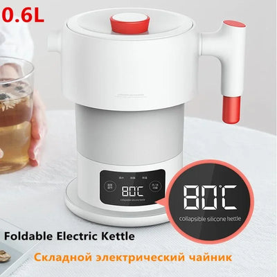 Mini Portable Electric Kettle Auto Power-Off Protection 0.6L Kettle Teapot For Travel Home 100-240V Foldable