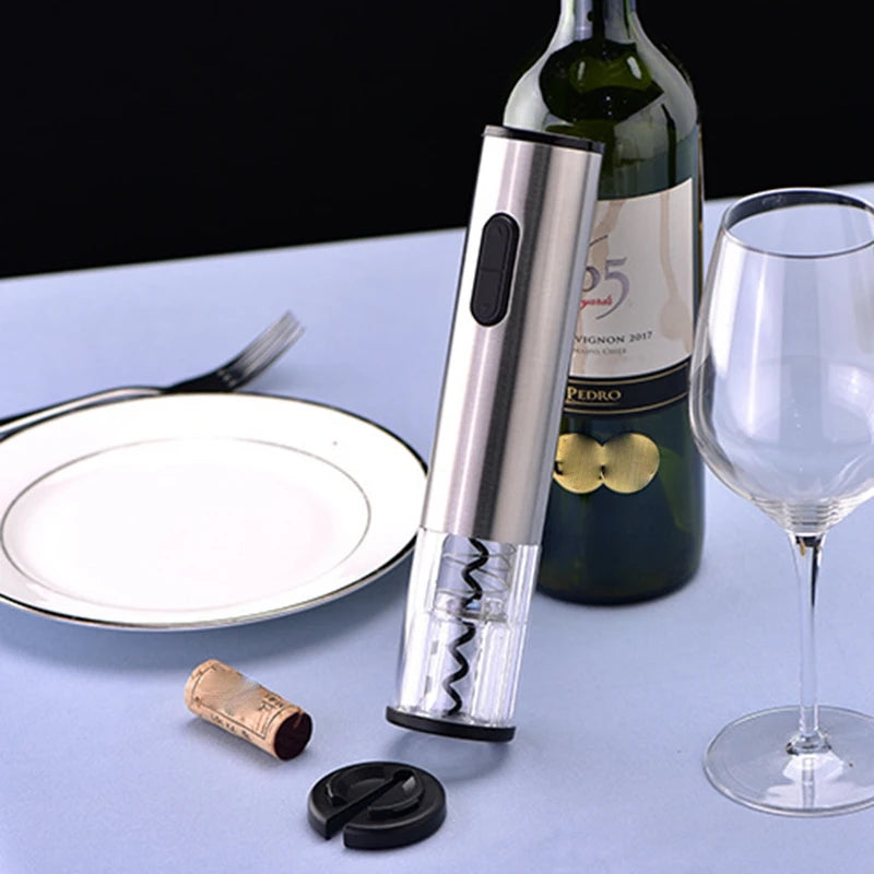 Electric Wine Corkscrew Kit - Battery-Powered Electric Cordless Automatic Corkscrew Corkscrew Kit, Stainless Steel