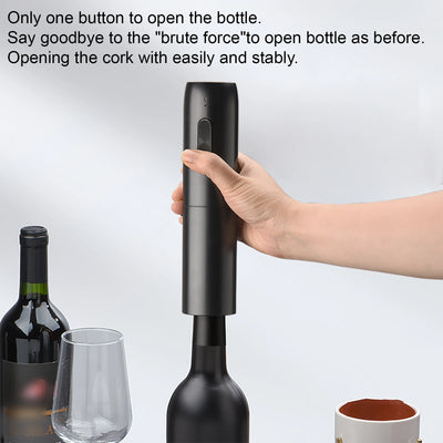 1Pc 5In1 Electric Wine Bottle Opener Stainless Steel Automatic Red Wine Bottle Opener with Charging Base Bar Kitchen Accessories