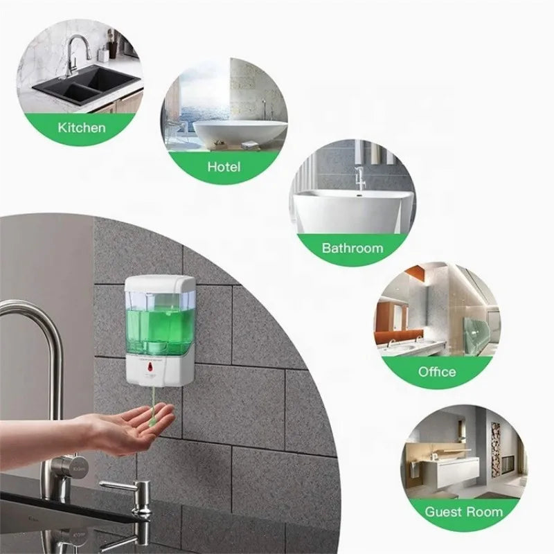 700ML Wall Mount Liquid Automatic Soap Sanitizer Dispenser New Touchless Sensor Automatic Gel Hand Liquid Dispenser