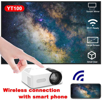 YT100 White Mini Home Projector Projector Portable Mini Home Theater Wireless Cell Phone Multi-Function Projector Easy To Use