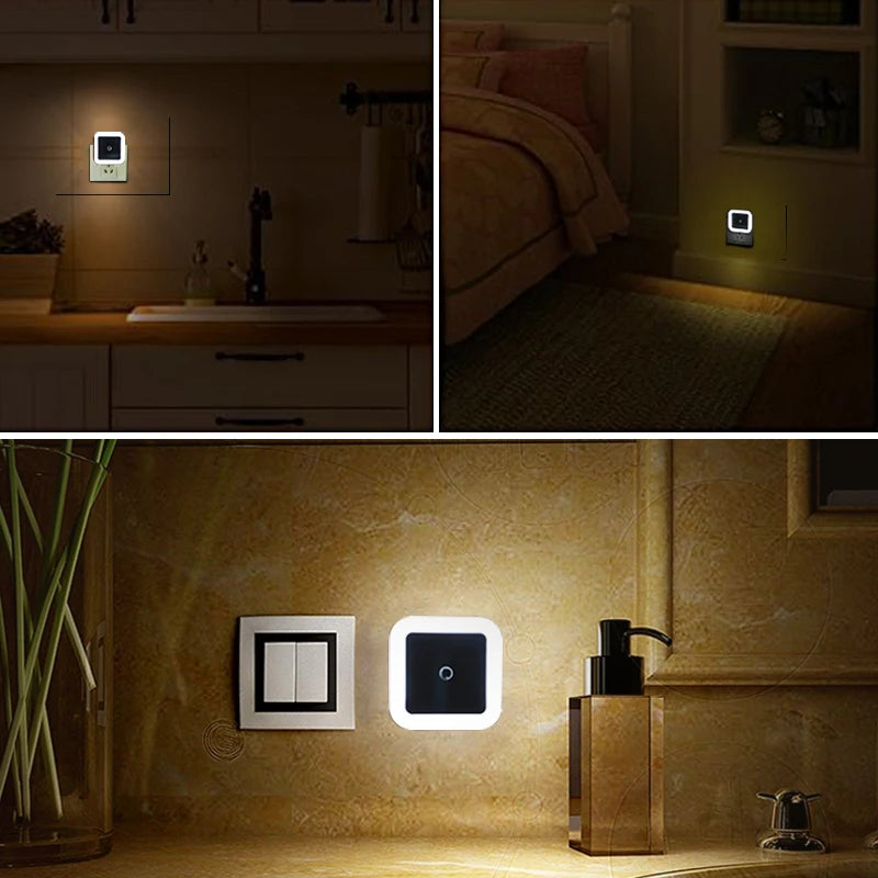 Auto Sensor Night LED Light Automatic Lamp Indoor Hallway Bedroom Living Room Stair Lampu Tidur pink Blue White Lighting