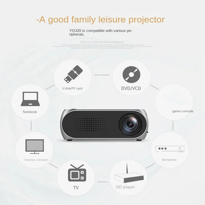 Mini Projector Home Portable LED Small HD 1080P Small Projector Portable Home Cinema Durable Easy Install Easy To Use