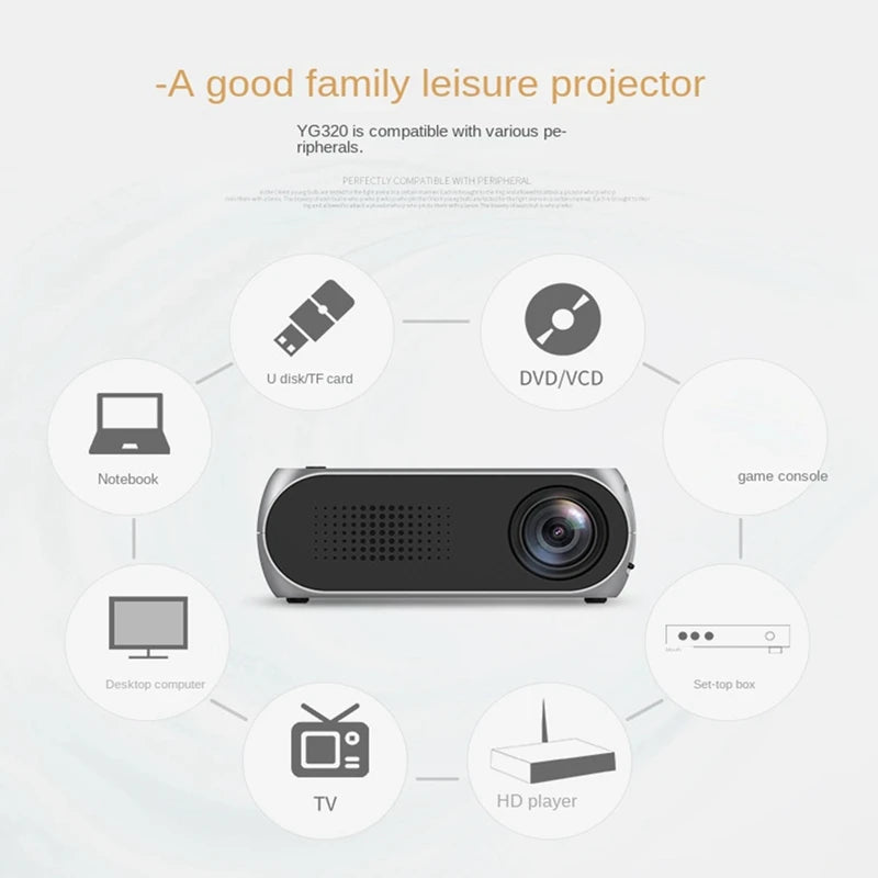 Mini Projector Home Portable LED Small HD 1080P Small Projector Portable Home Cinema Durable Easy Install Easy To Use