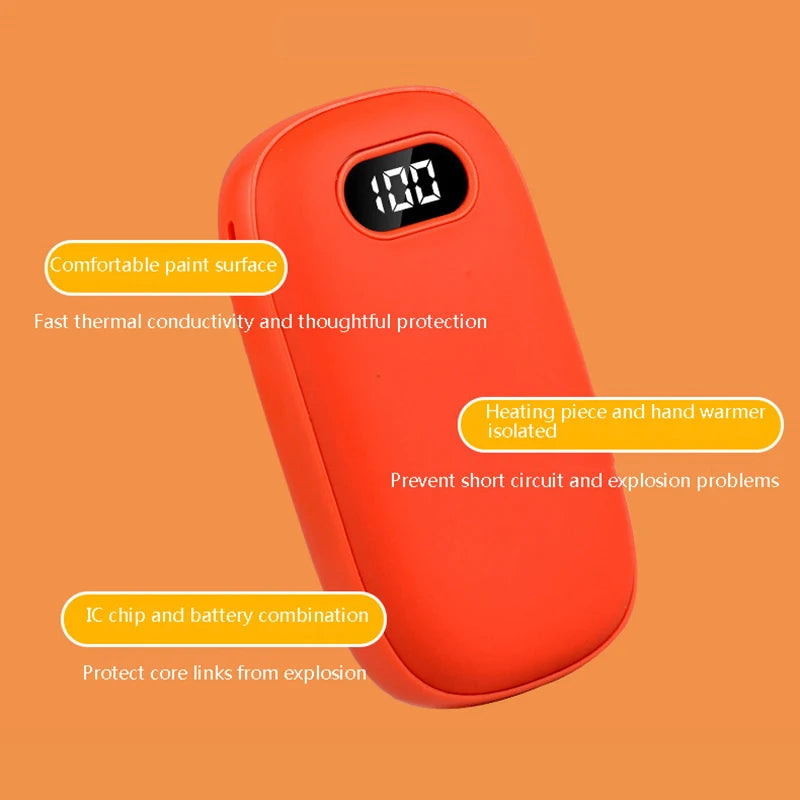 Mini Hand Warmer Winter Portable USB Rechargeable Pocket Hand Warmer Mobile Power Double-sided Quick Heating 6000mAh