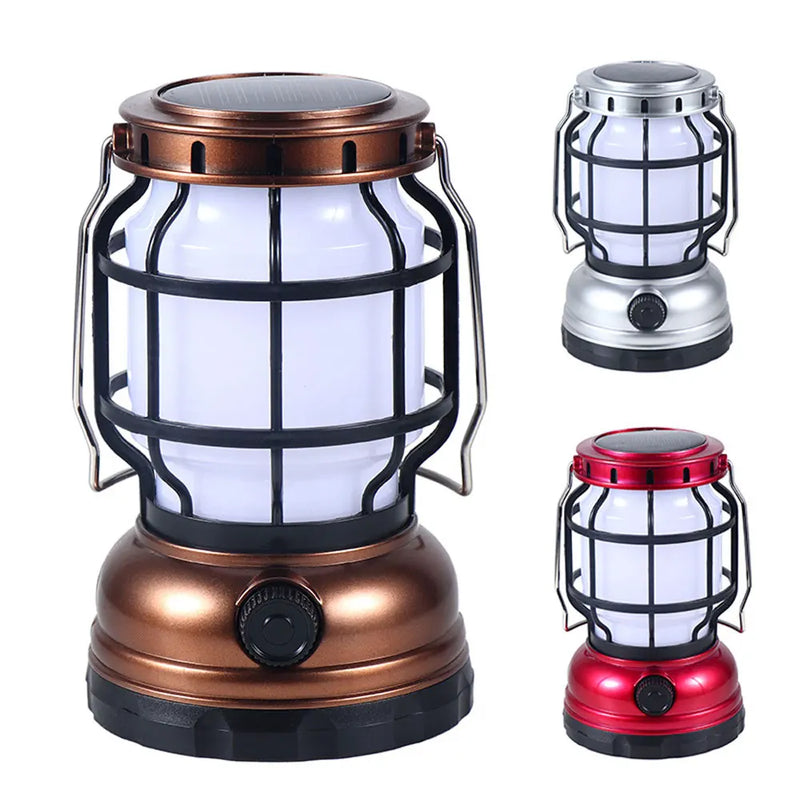 Solar Powered Camping Light Retro Kerosene Lamp Flame Light Portable Camping Lantern Rechargeable Outdoor Indoor Night Lights