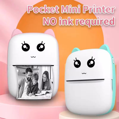 Mini CAT portable thermal printer print photo pocket thermal label printer 58mm printing wireless Bluetooth Android iOS printers