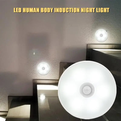 LED Night Lights Motion Sensor Light Circular Cabinet Light Closet Lamp Wall Bedroom Home Decor Induction Lamp